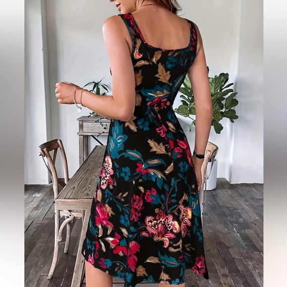 Floral Print Tank Summer Beach Dress - Picture 2 of 5